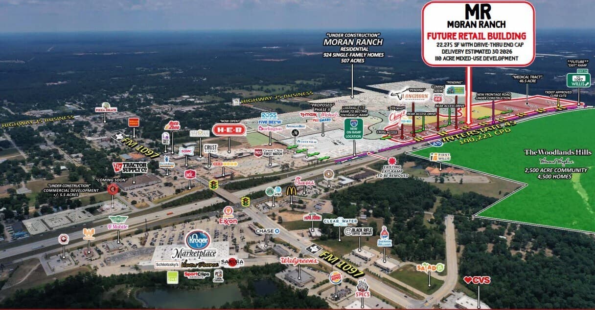 What’s Coming Soon to the Shopping Center at 1097 & I-45 in Willis, Texas